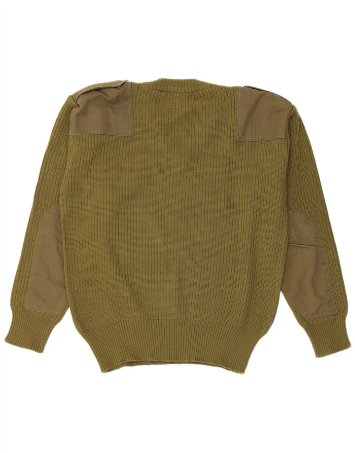 vintage Homme Militaire Col V Pull Pull Kaki Moyen