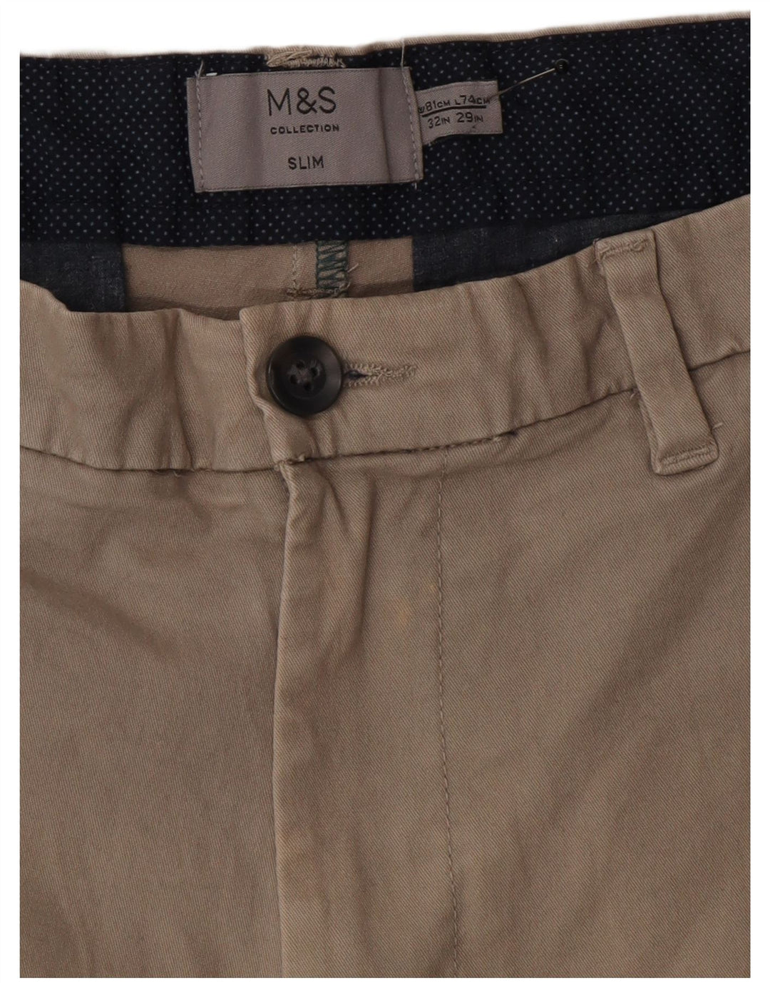 Marks & Spencer Pantalon Chino Slim Homme W32 L29 Gris Coton