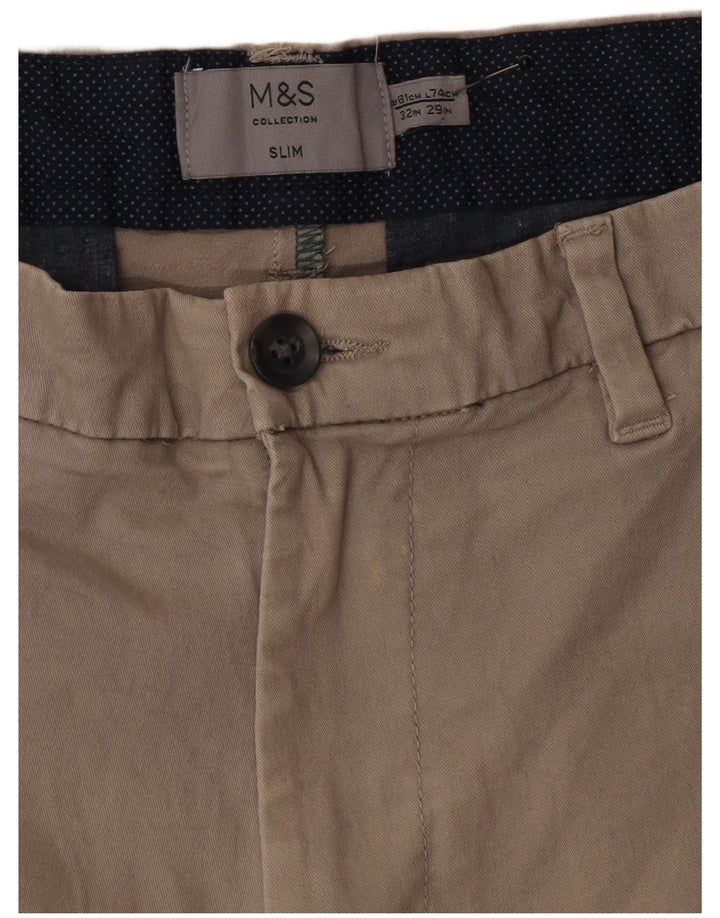 Marks & Spencer Pantalon Chino Slim Homme W32 L29 Gris Coton