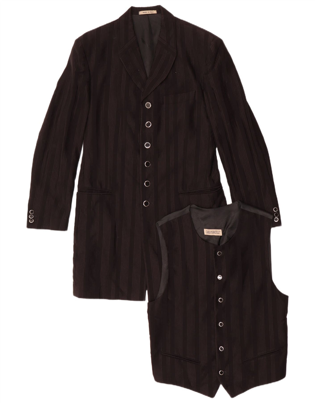 Carlo Pignatelli Ensemble 2 pièces pour homme avec 6 boutons IT 50 Large Noir Rayé