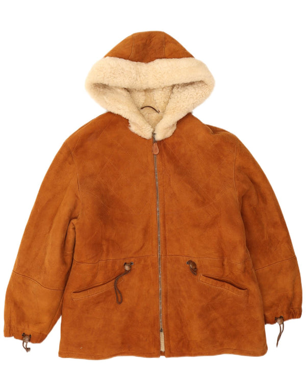 Marika Veste à capuche en daim Sherpa pour homme UK 40 Large Marron