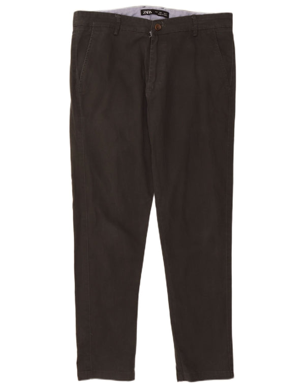 Zara Pantalon Chino Slim Homme W34 L29 Vert Coton
