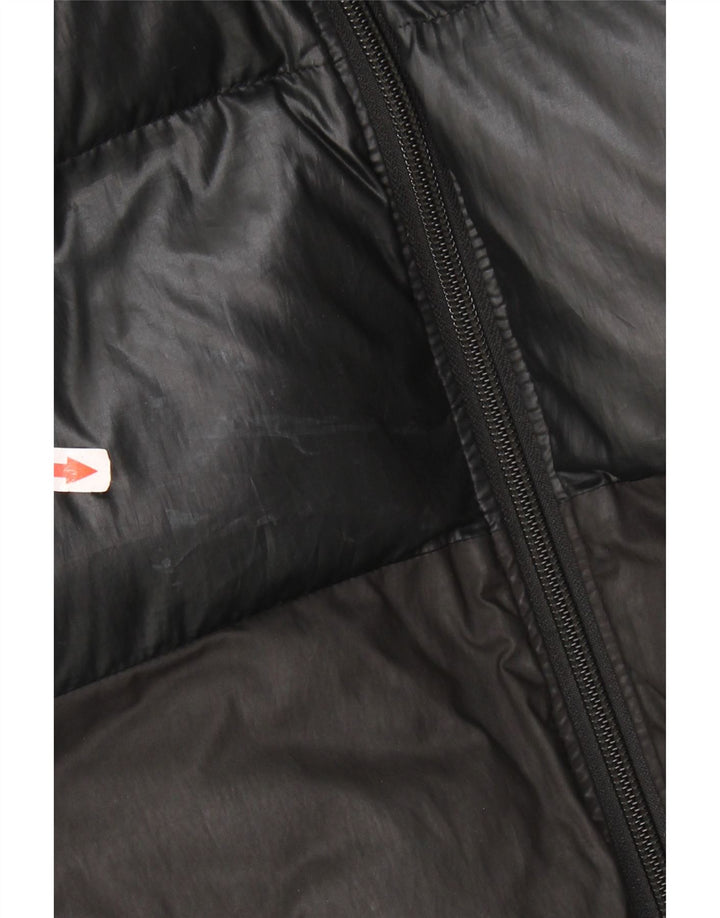 ADIDAS Veste matelassée à capuche pour femme UK 16 Large Noir Colourblock Polyester