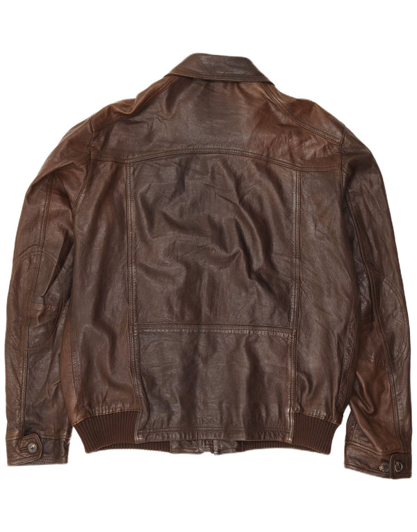 Massimo Dutti Veste utilitaire en cuir pour homme UK 44 2XL Marron