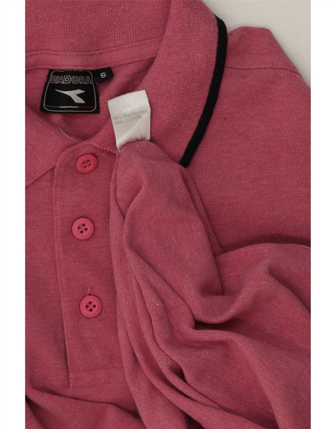 Diadora Polo Homme Petit Rayé Rose Polyester