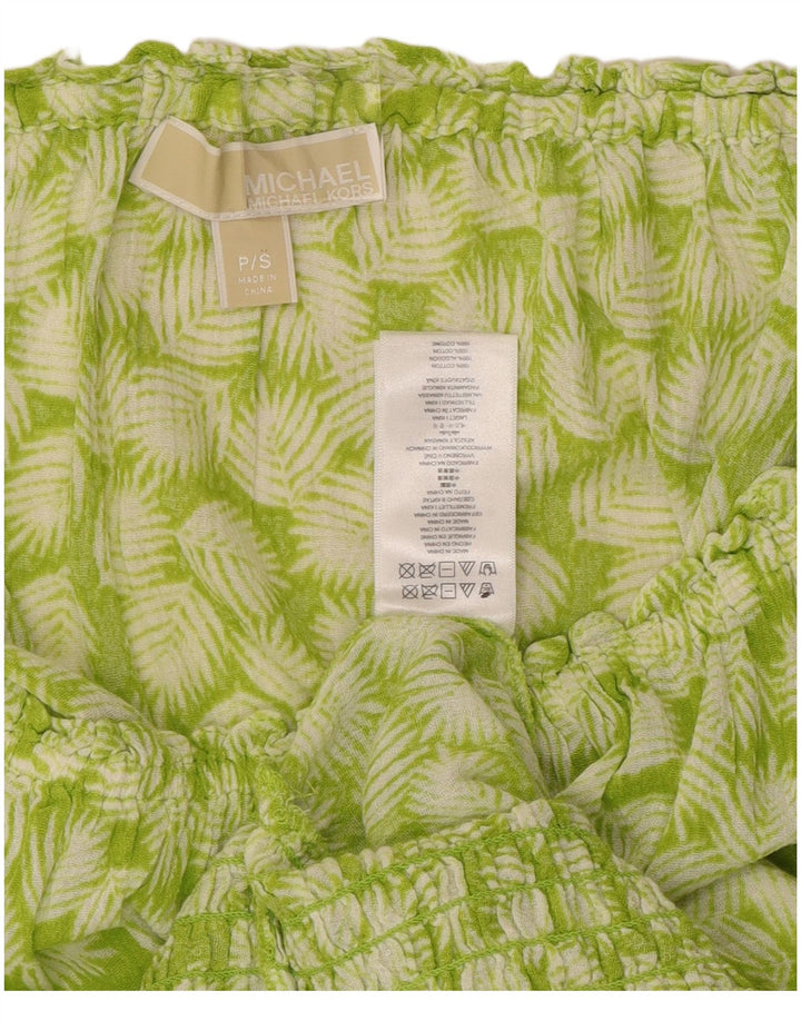 MICHAEL KORS Haut surdimensionné à épaules dénudées pour femme UK 10 Petit vert floral