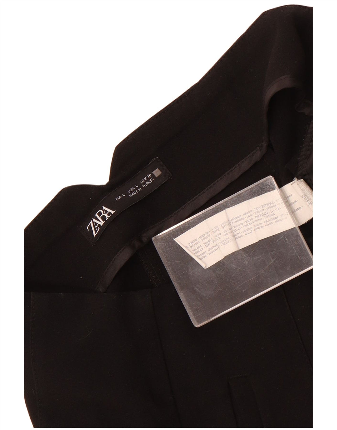 Pantalon de costume fuselé Zara Femme Large W30 L27 Noir Polyester