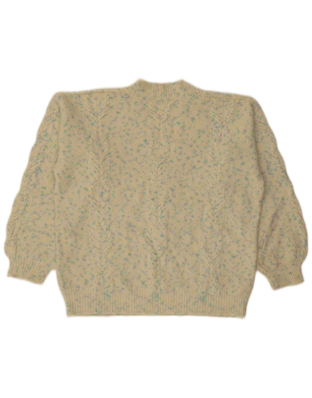 VINTAGE Pull col V femme UK 18 XL Beige Moucheté