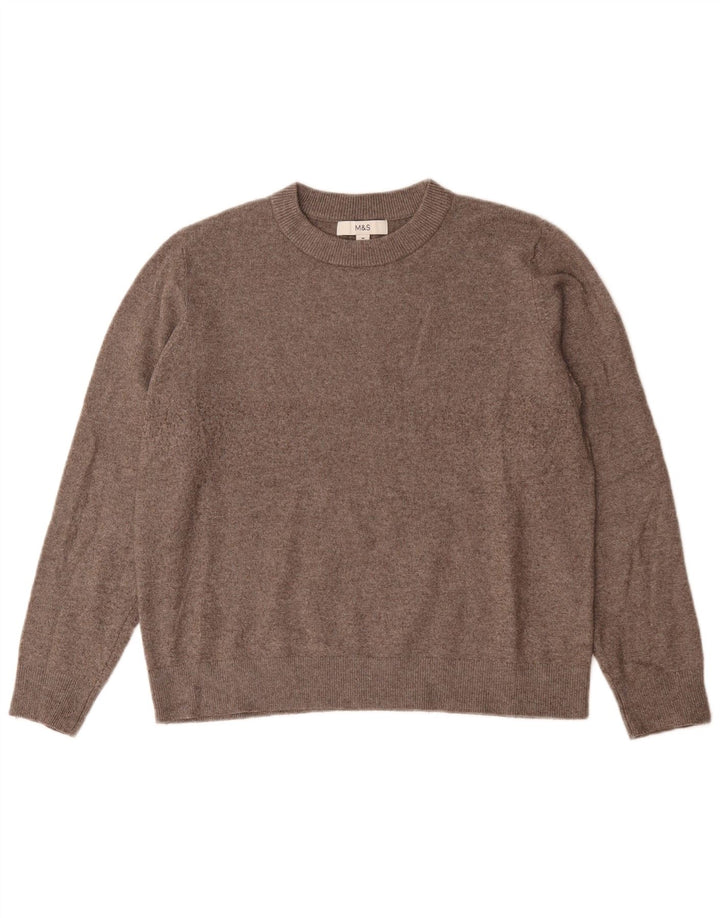 Marks & Spencer Pull à col rond pour femme UK 14 Gris moyen Polyester