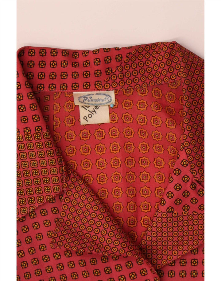 Chemisier chemise femme vintage UK 16 grand polyester géométrique rouge