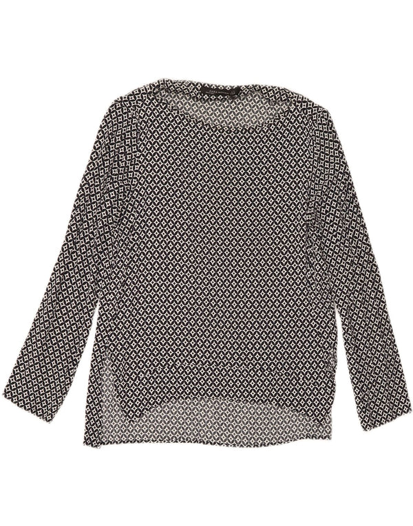 Zara Chemisier à manches longues pour femme UK 10 Petit bleu marine géométrique en viscose