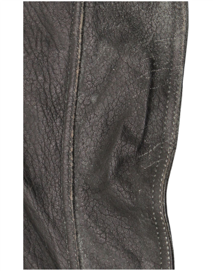 Clout Veste de motard en cuir pour homme UK 42 XL Cuir noir