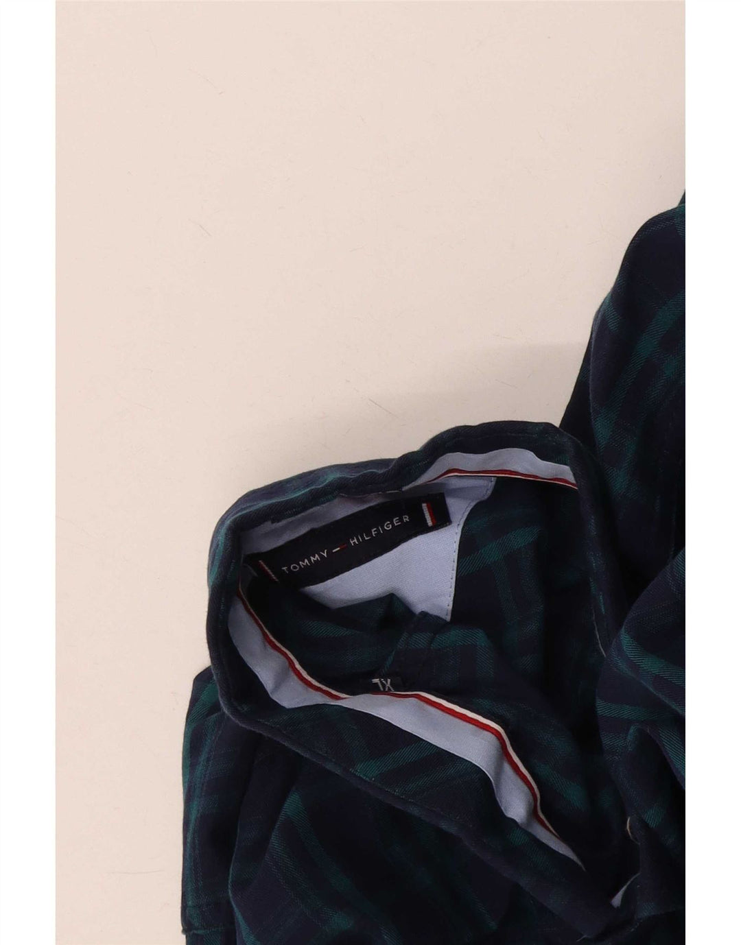 Tommy Hilfiger Chemise sur mesure pour homme XL Bleu marine à carreaux