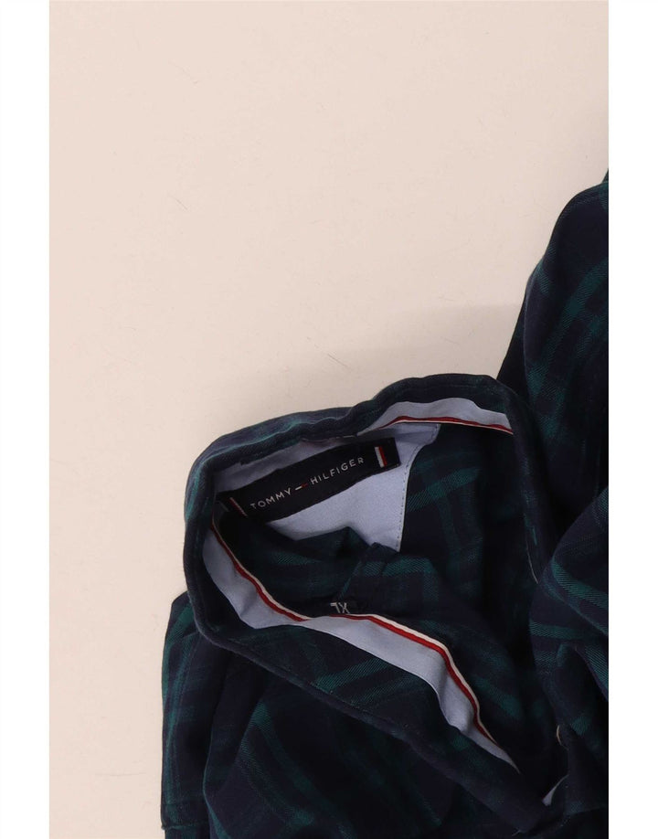 Tommy Hilfiger Chemise sur mesure pour homme XL Bleu marine à carreaux