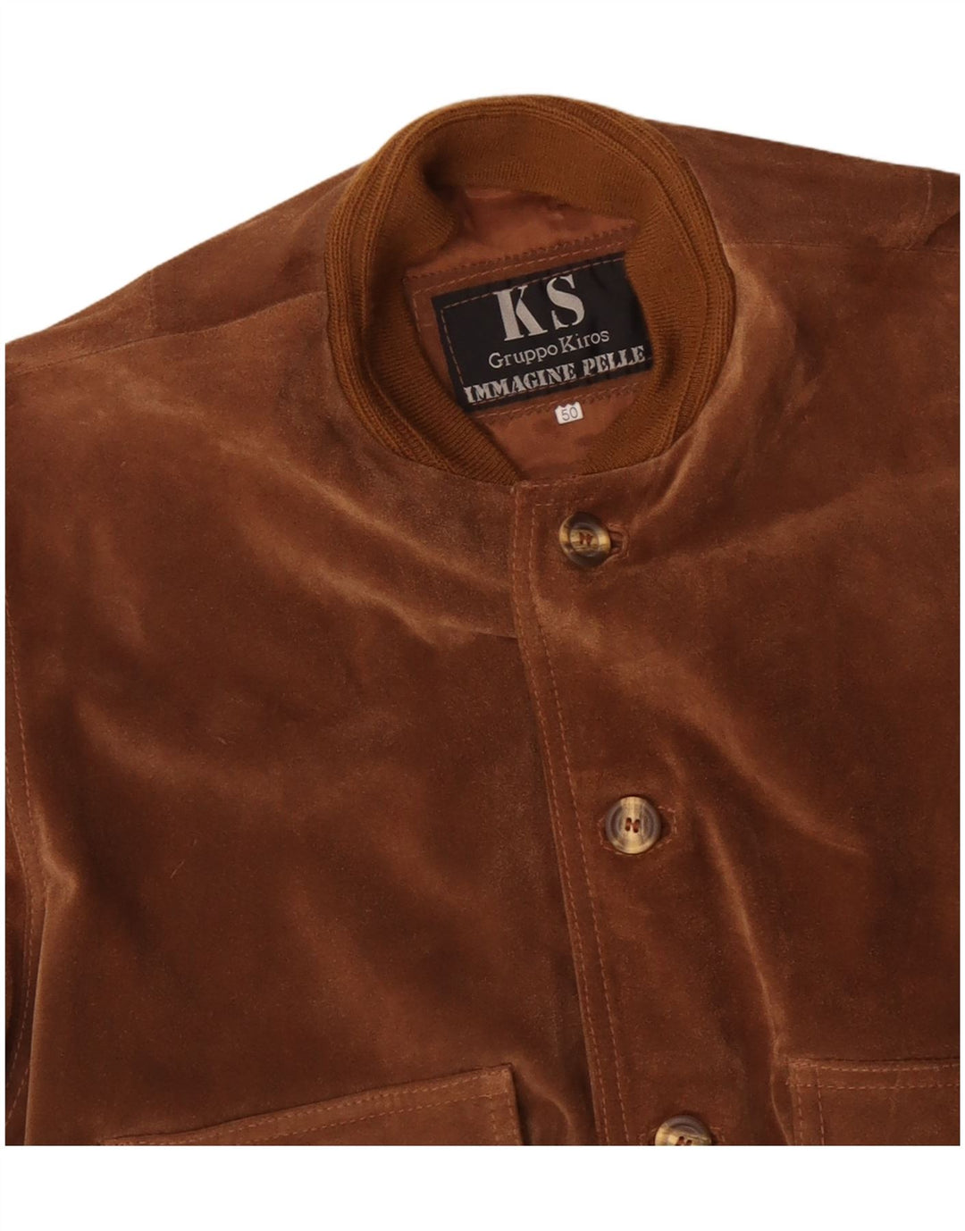 VINTAGE Veste Bomber En Daim Homme IT 50 Grand Cuir Marron