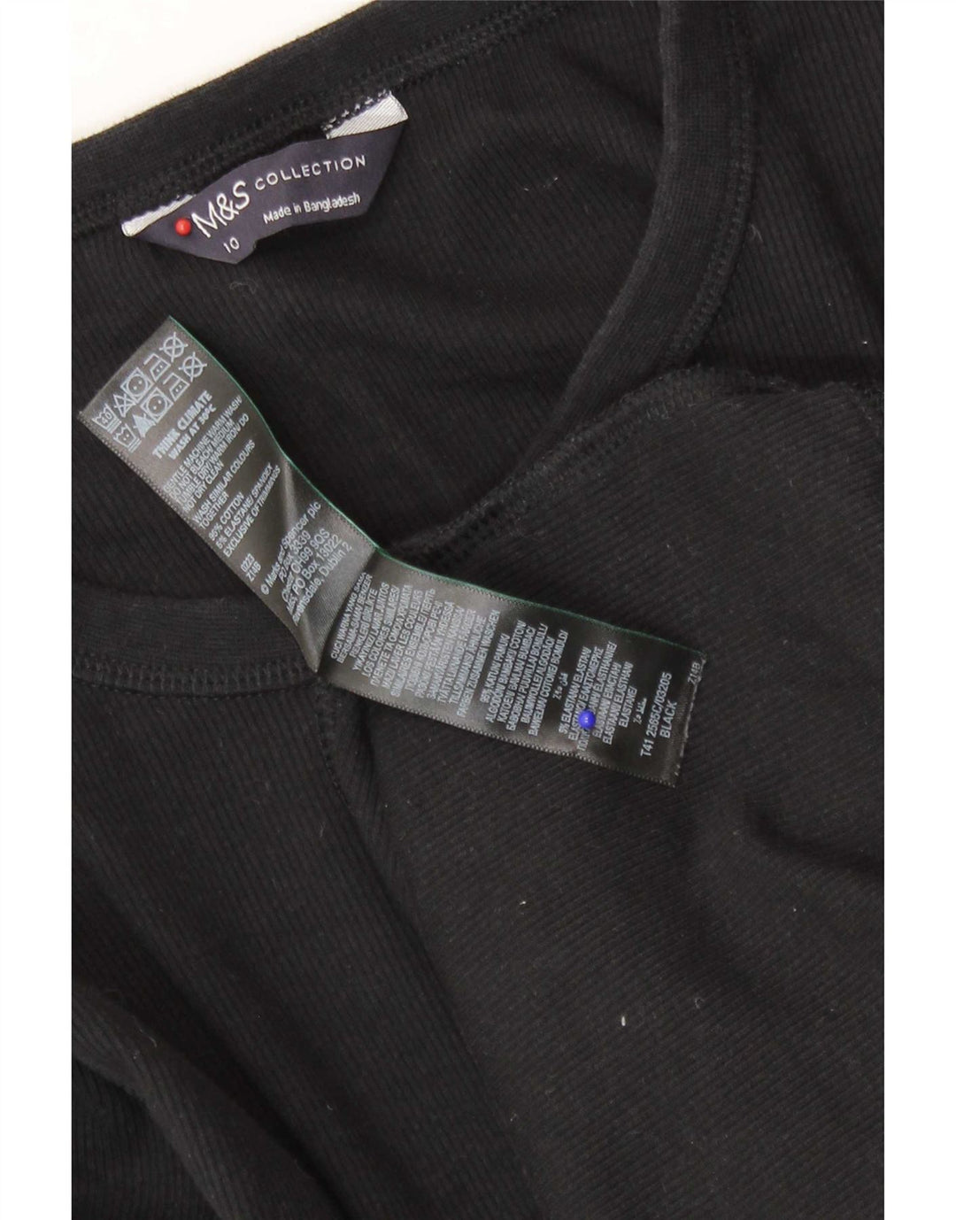 Marks & Spencer Haut à manches longues pour femme UK 10 Small Noir Coton