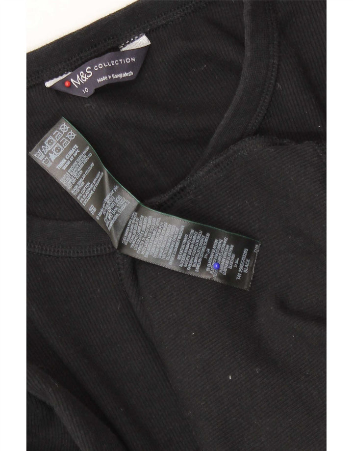 Marks & Spencer Haut à manches longues pour femme UK 10 Small Noir Coton