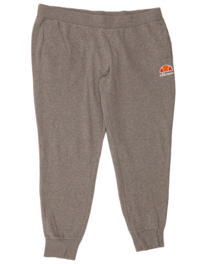 ELLESSE Mens Tracksuit Trousers Joggers Large Grey Flecked Cotton