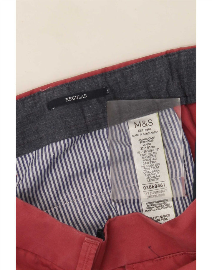 Marks & Spencer Pantalon de costume droit pour homme W32 L28 Rose Coton