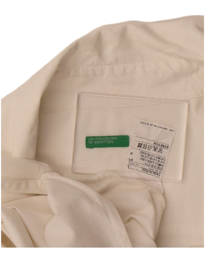 BENETTON Chemise pull femme UK 16 Large Blanc Coton