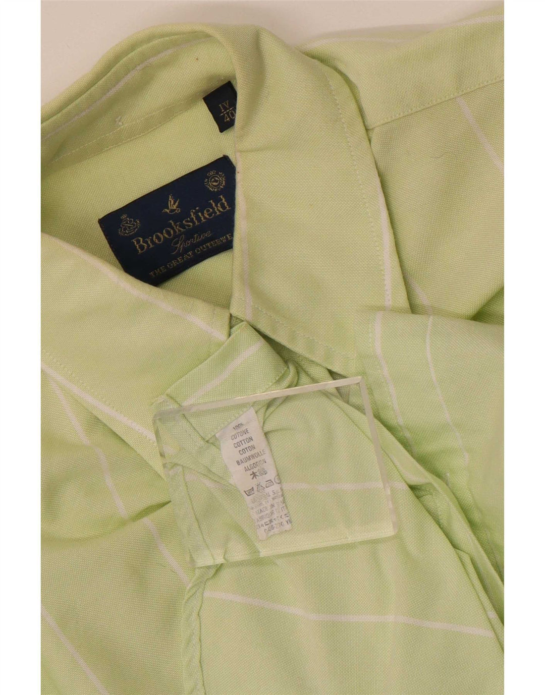 Brooksfield Chemise Homme Taille 40 Coton Rayé Vert Moyen
