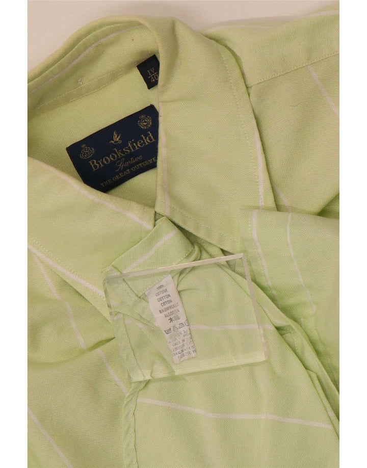 Brooksfield Chemise Homme Taille 40 Coton Rayé Vert Moyen