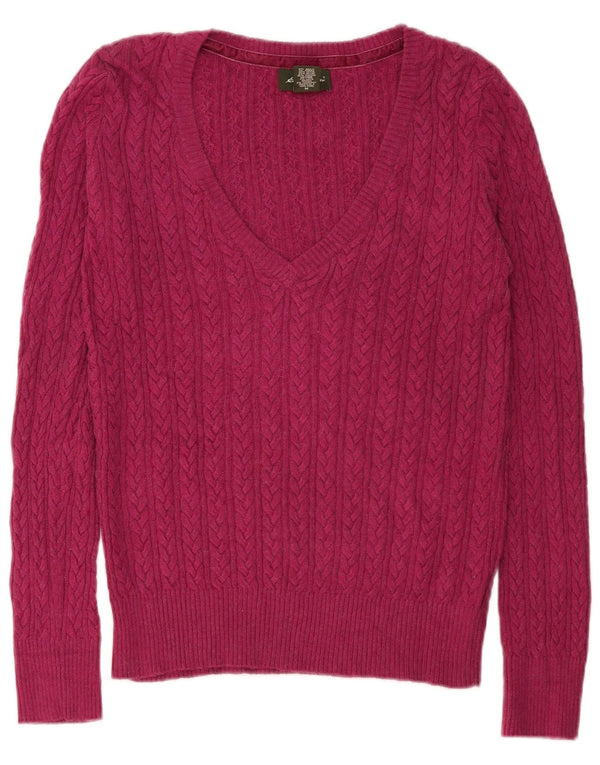 Eddie Bauer Pull col en V pour femme UK 14 Coton rose moyen
