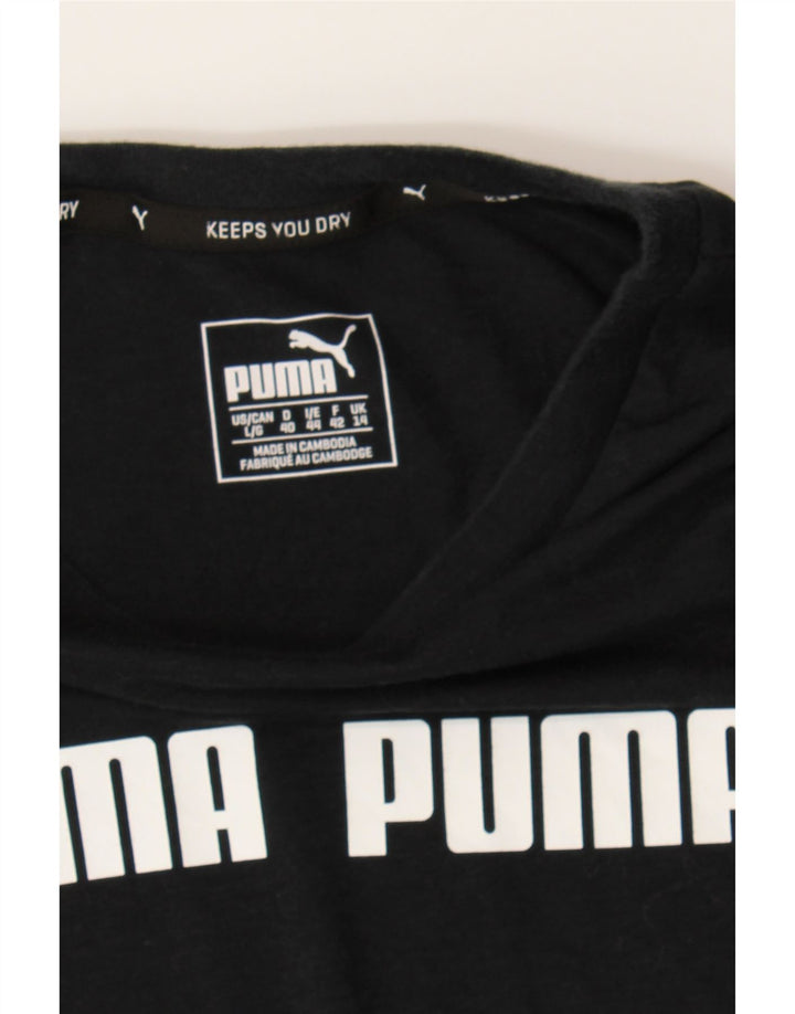 PUMA Womens Graphic T-Shirt Top UK 14 Large  Black Polyester Vintage Puma and Second-Hand Puma from Messina Hembry 