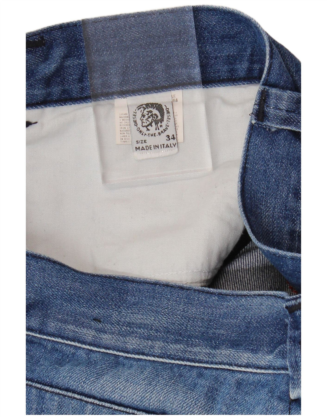 DIESEL Jean droit délavé à l'acide pour homme W34 L29 bleu coton