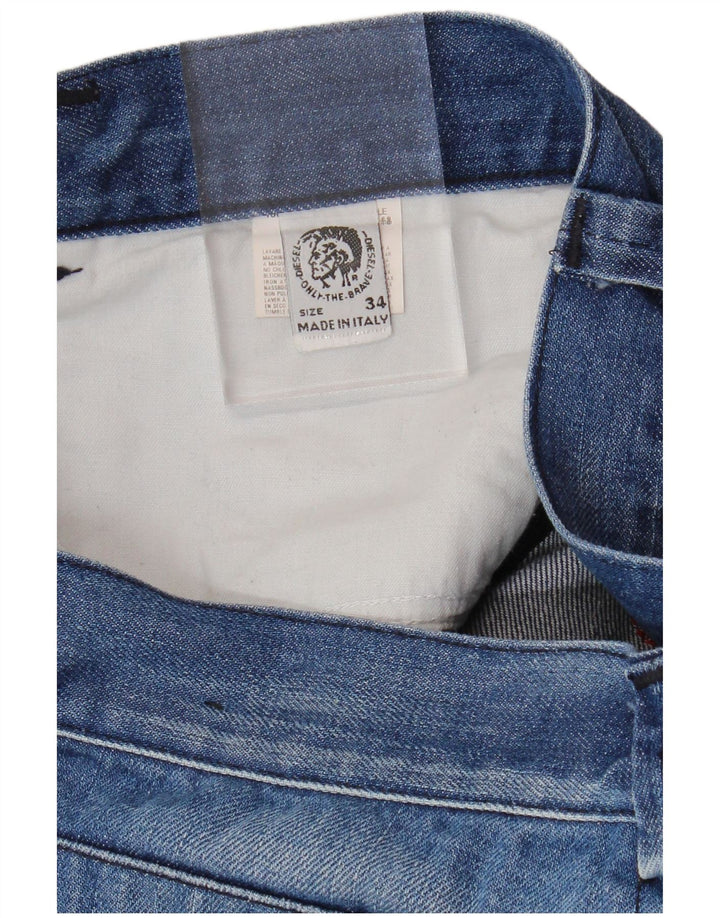 DIESEL Jean droit délavé à l'acide pour homme W34 L29 bleu coton