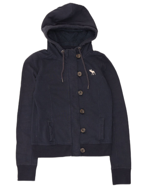 Abercrombie & Fitch Pull à capuche zippé pour femme UK 12 Coton bleu marine moyen