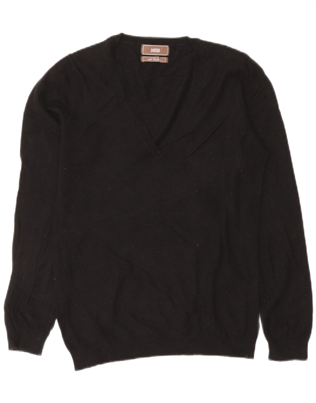 Marks & Spencer Pull col en V pour femme UK 12 Viscose noir moyen