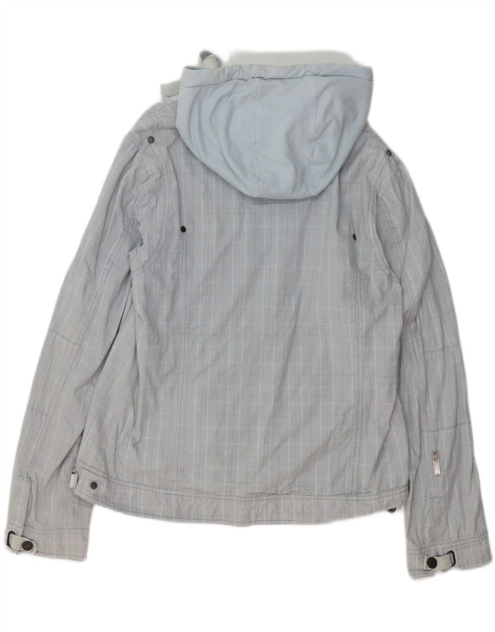 GIGA DX Veste bomber à capuche pour femme US 14 XL Bleu à carreaux Polyester