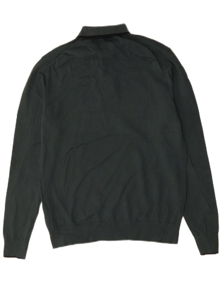 Marks & Spencer Pull Col Polo Homme Vert Moyen Coton