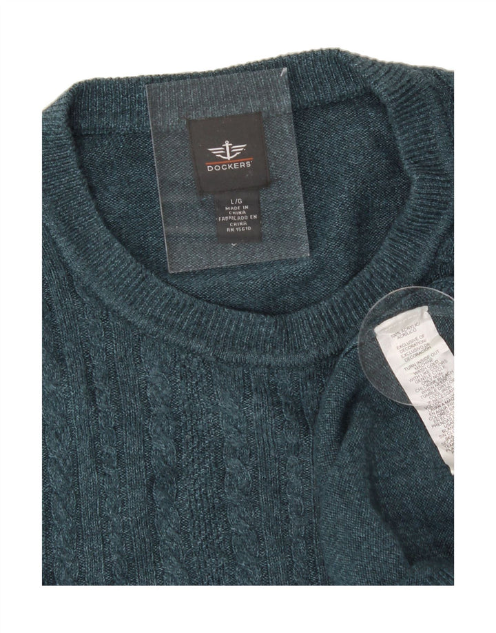 DOCKERS Mens Crew Neck Jumper Sweater Large Blue Acrylic Vintage Dockers and Second-Hand Dockers from Messina Hembry 