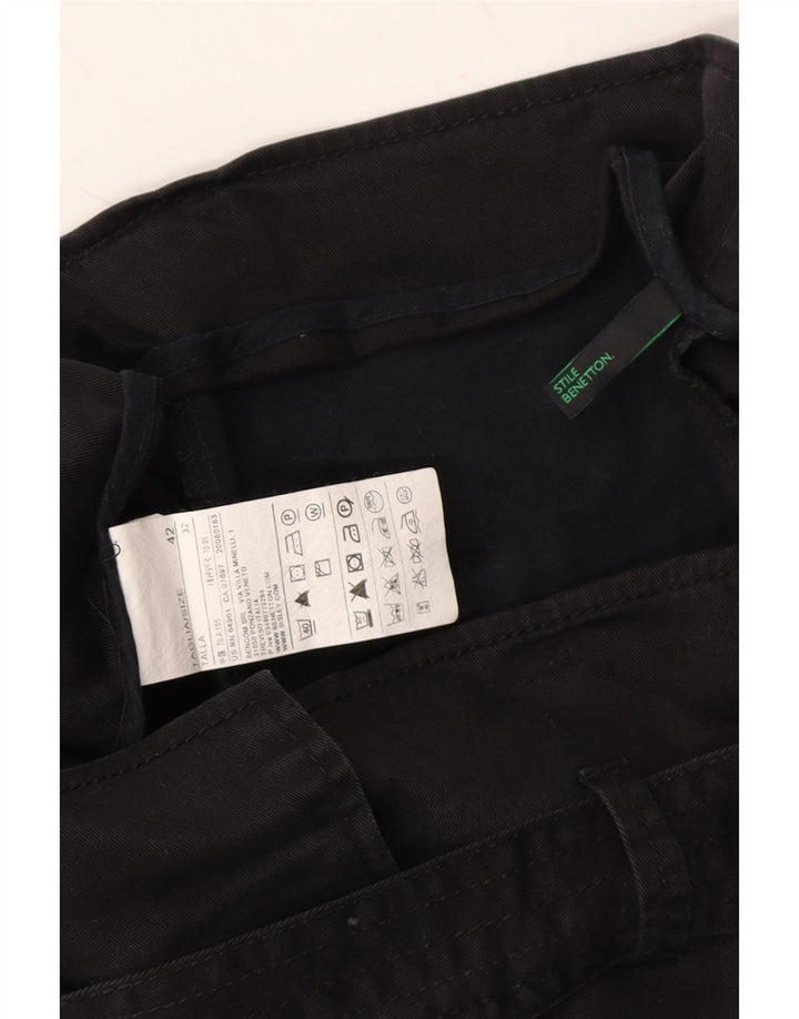 BENETTON Womens Straight Skirt IT 42 Medium W30 Black Cotton Vintage Benetton and Second-Hand Benetton from Messina Hembry 