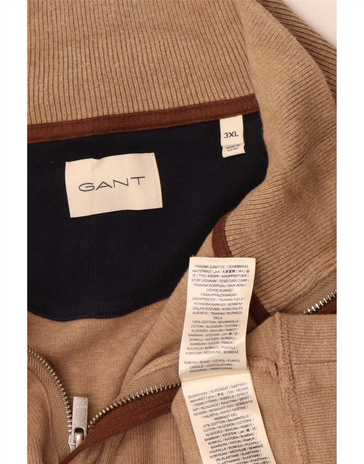 Gant Pull col zippé pour homme 3XL en coton marron