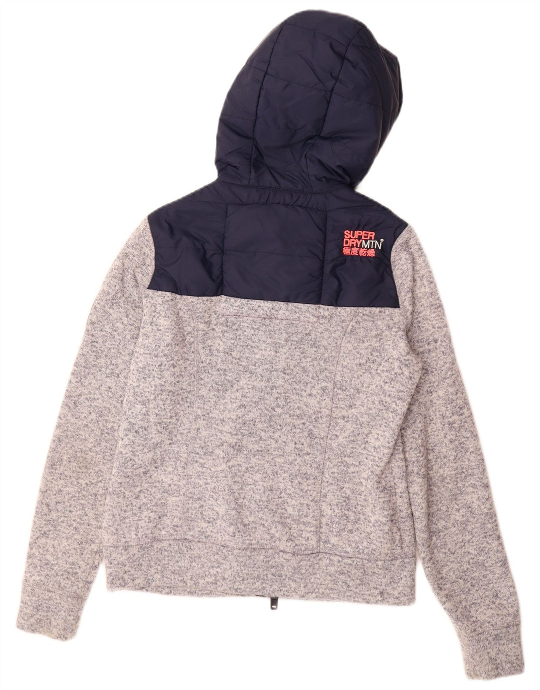 Superdry Pull à capuche zippé pour femme UK 14 Polyester color block gris moyen
