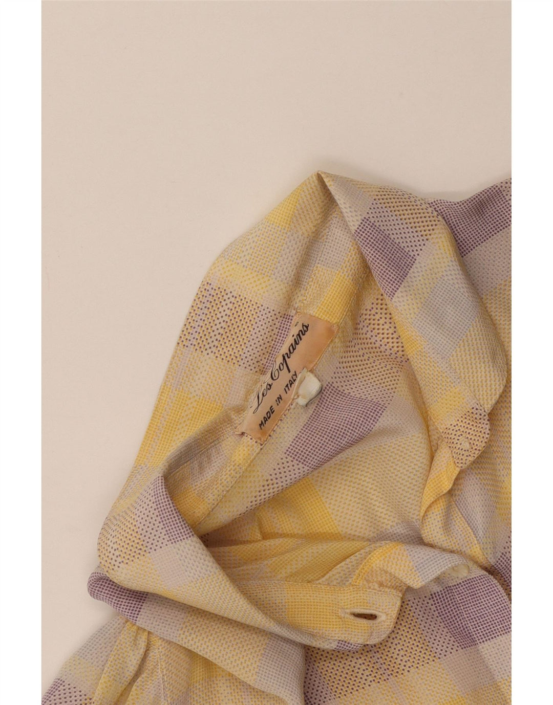 Les Copains Chemise pull à manches courtes pour femme UK 14 Grand carreaux jaunes