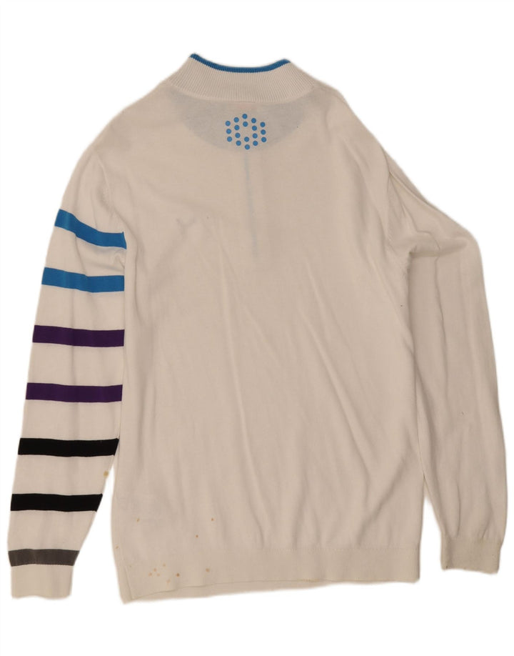 Puma Pull à col zippé pour homme Grand coton rayé blanc