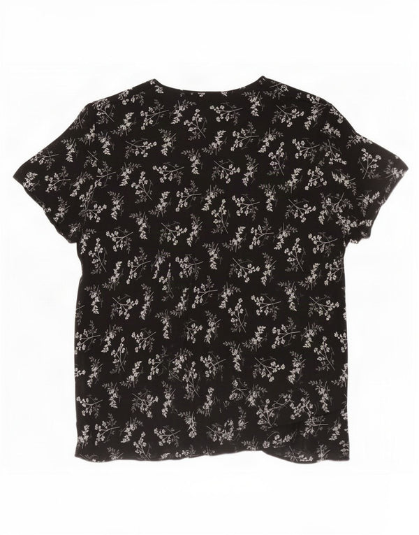 Marks & Spencer Femmes St. Michael Blouse Top UK 16 Grand Noir Floral