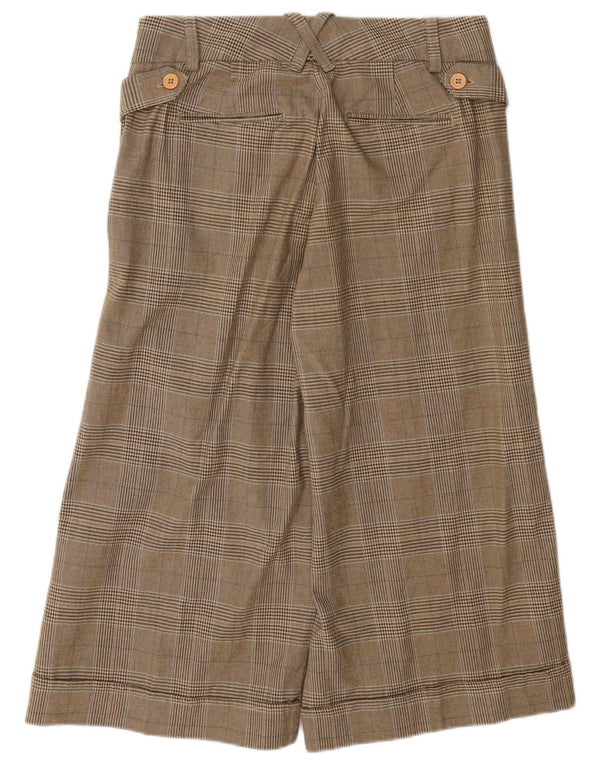 Lee Pantalon capri à jambe large pour femme US 7/8 Medium W30 L20 Marron à carreaux en coton