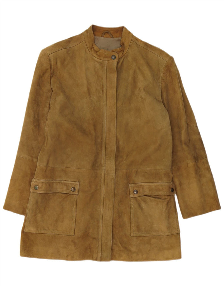 veste en daim femme vintage UK 14 cuir brun moyen