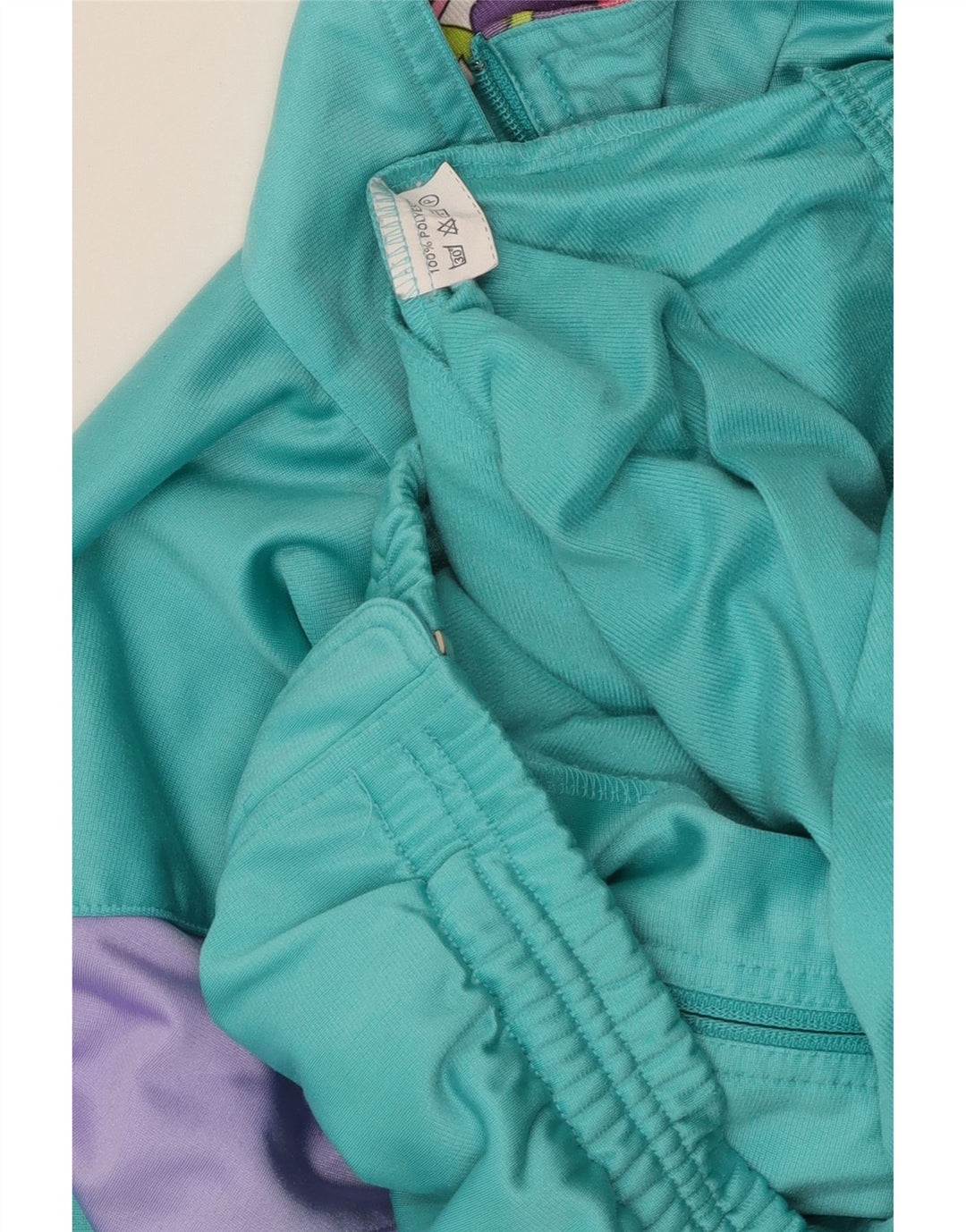 VINTAGE Veste de survêtement femme UK 18 XL Turquoise Colourblock
