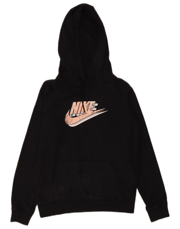 Nike Pull à capuche surdimensionné graphique pour femme UK 6 XS en coton noir