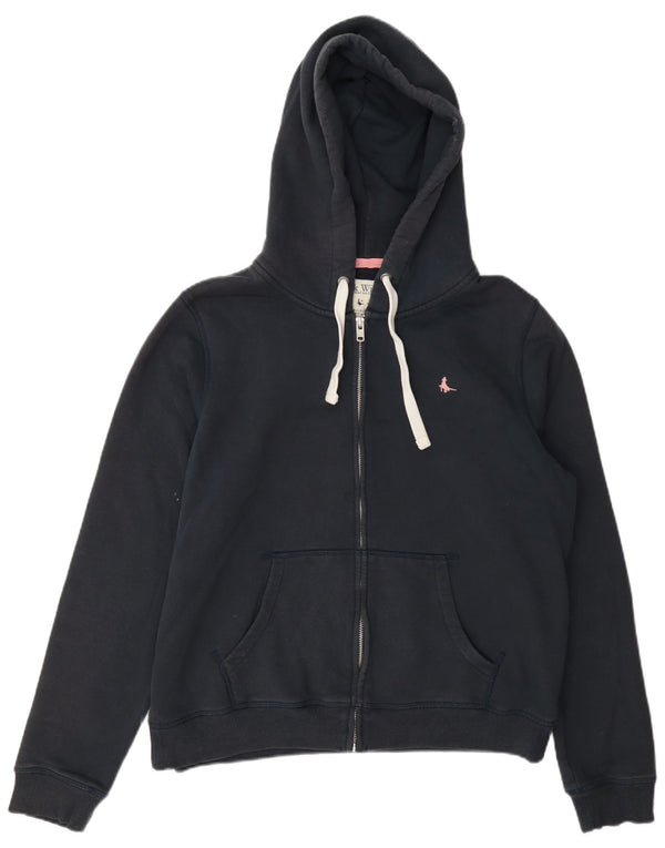 Jack Wills Pull à capuche zippé pour femme UK 16 Grand coton bleu marine