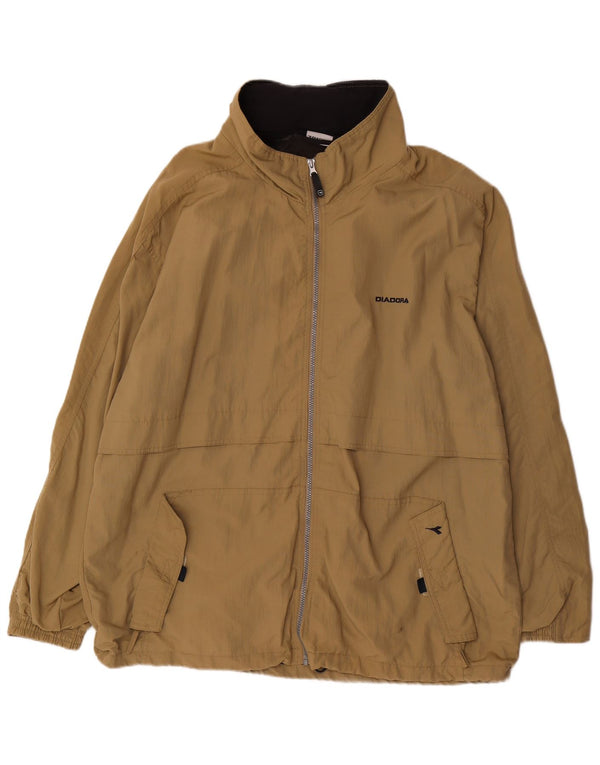 Diadora Veste de pluie à capuche pour homme UK 40 Large Kaki Polyamide