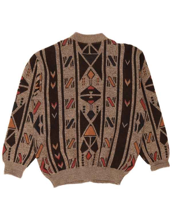 MARC RENE Cardigan Homme Pull Petit Marron Géométrique Acrylique