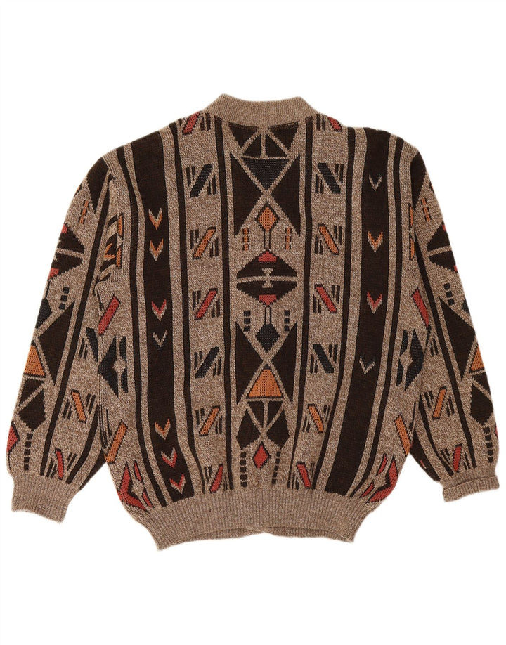 MARC RENE Cardigan Homme Pull Petit Marron Géométrique Acrylique