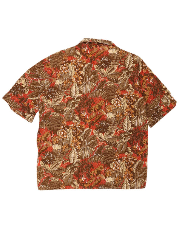 Privilegi Chemise à Manches Courtes Homme Marron Moyen Coton Floral